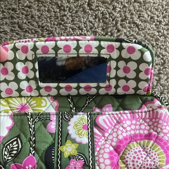 Floral Green and Pink Women's Cosmetic Bag - Picture 2 of 5